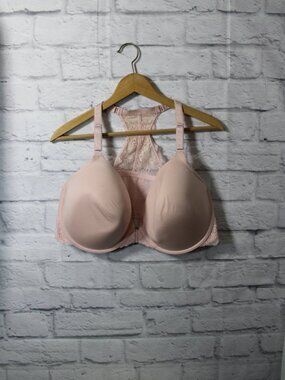 Torrid Perfect T-Shirt 44DD Light Pink Front Close Lined Racerback Lace Bra